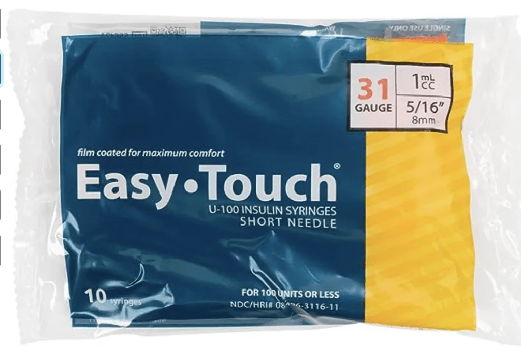Research Syringes 31G 5/16 Inch - EasyTouch Pack of 10 for Labs
