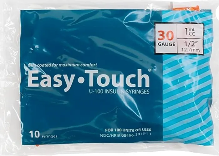 Research Syringes 30G 1/2 Inch - EasyTouch Pack of 10 for Lab Use