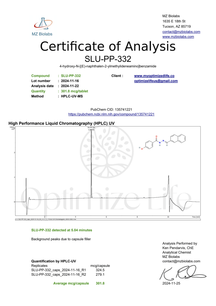 SLU-PP-332 | 250mcg Capsules | Optimize Life